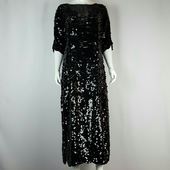 Vintage Dresses & Skirts - FLASH SALE ⬇️ $150 Vintage Black Sequin Silk Gown